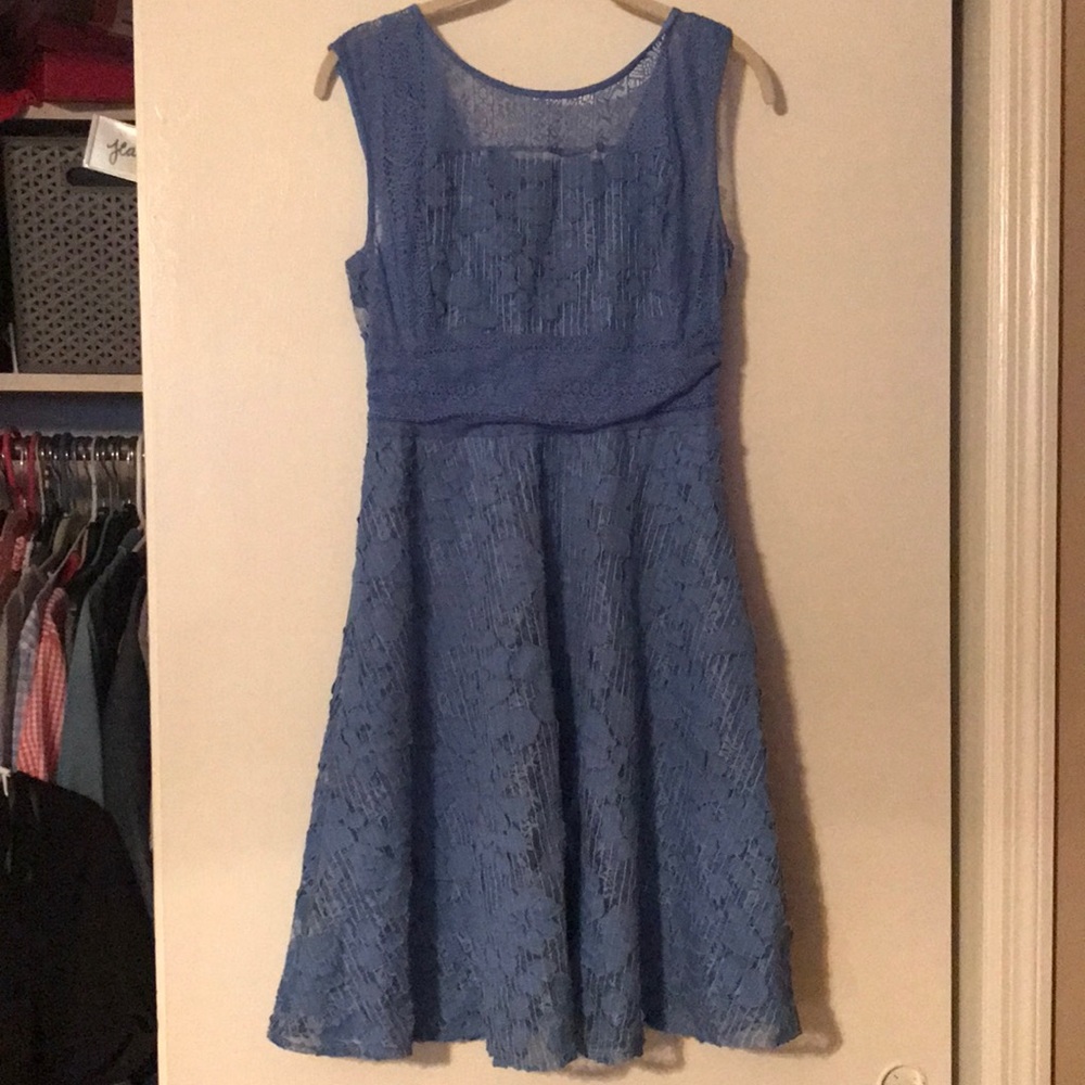 Blue dress. Not worn, in good shape.